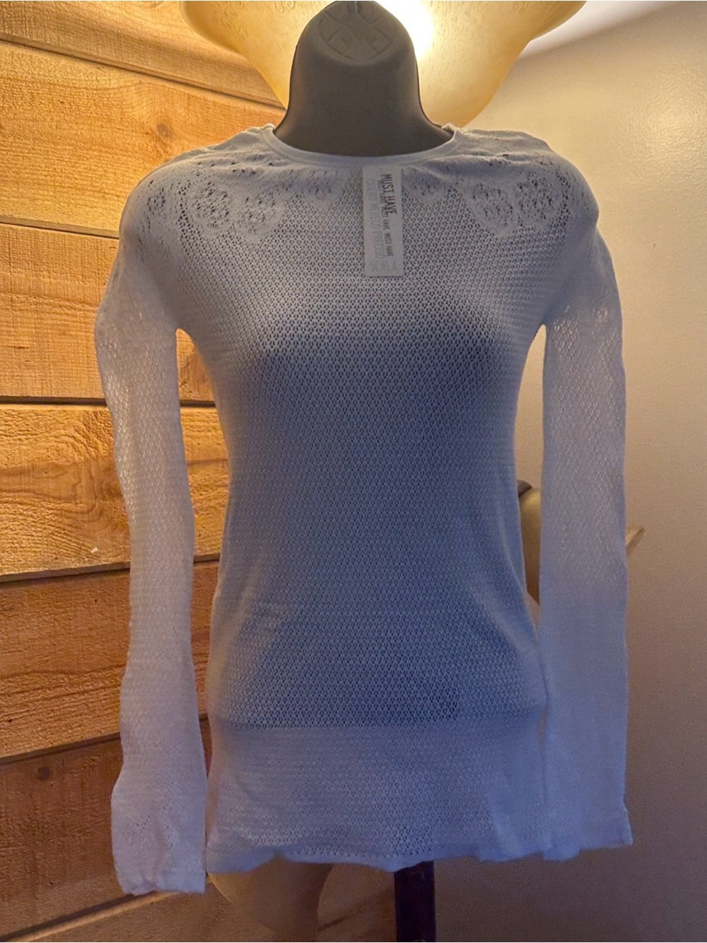 SCALA Seamless Pointelle Knit Long Sleeve Top -  One Size